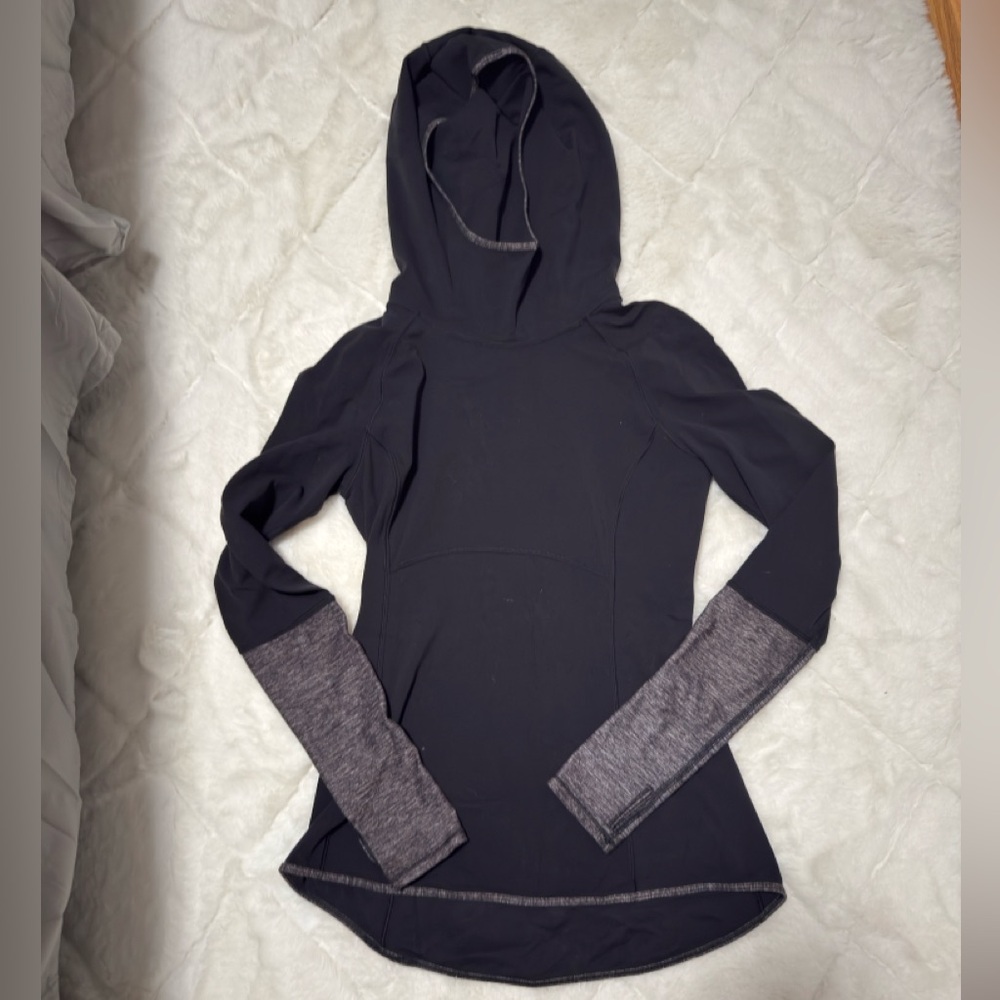 lululemon athletica Black Hoodie with Heathered Gray Cuffs